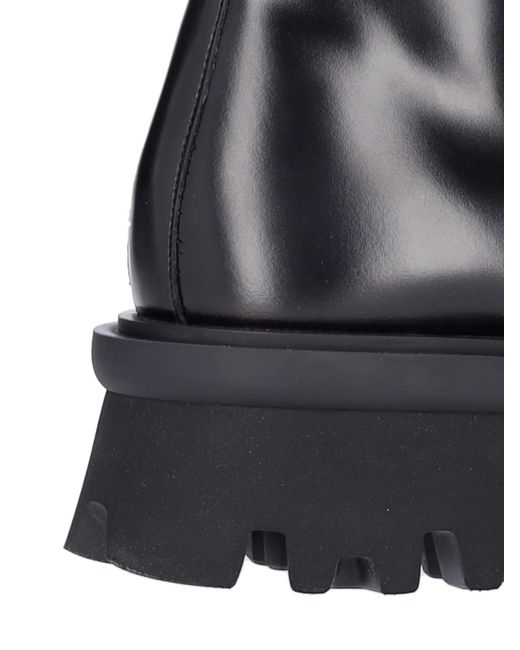 Ferragamo Black Glossy Leather Combat Boots