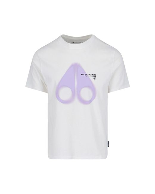 T-Shirt Maxi Stampa di Moose Knuckles in White da Uomo