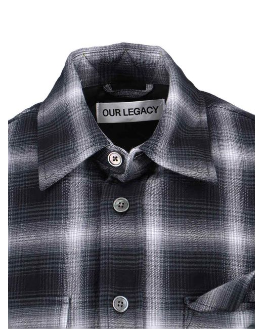 Our Legacy Blue Moss Checked Shirt for men