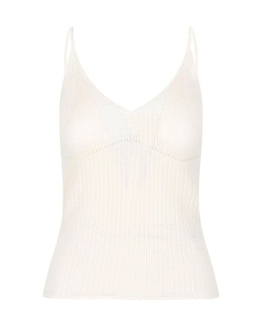 Isabel Marant White Ribbed Tank Top