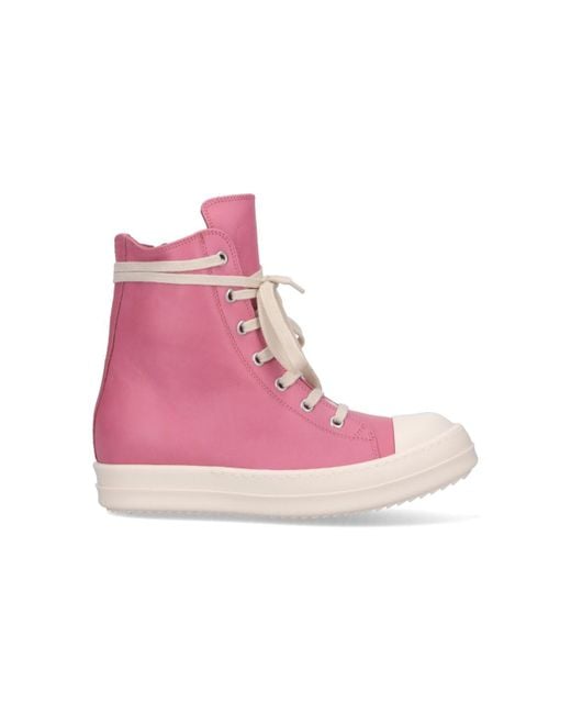 Rick Owens Pink High-top Sneakers With Zip