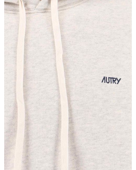 Autry White Cropped Light Hoodie Sweater With Relaxed Fit for men