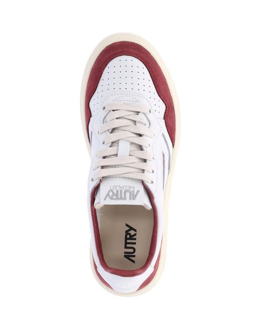 Autry Pink Medalist Leather Suede Sneakers