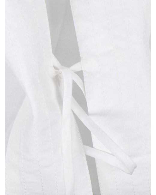 Camicia In Seta A Caftano di Ferragamo in White