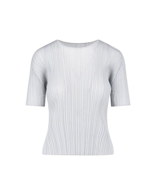 Pleats Please Issey Miyake White Pleated T-Shirt