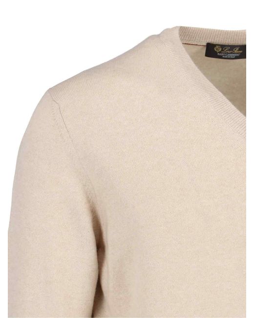 Loro Piana White V-Neck Sweater for men