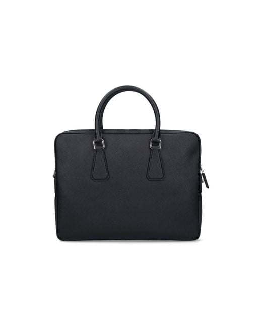 Prada Black Logo Briefcase for men