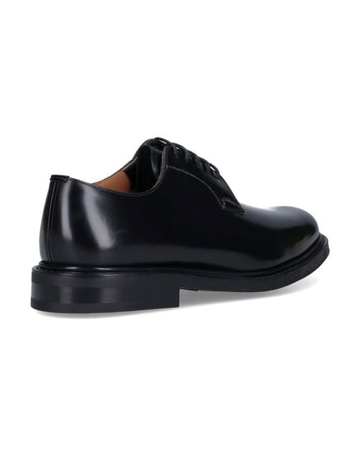 Church's Black Polished Leather Derby Shoes With Rounded Toe for men