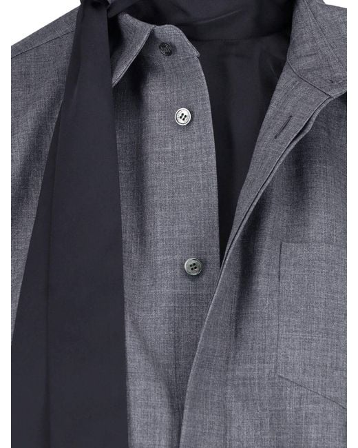 Sacai Gray Mini Shirt Dress