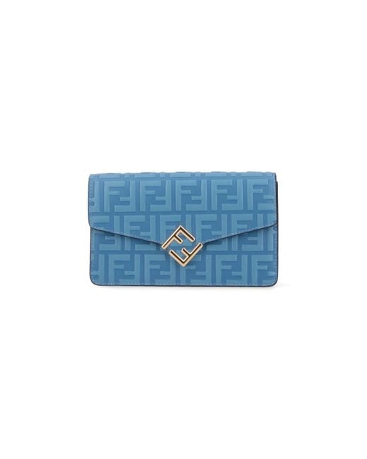Fendi Blue 'ff Diamonds' Crossbody Wallet