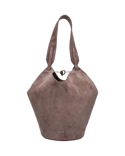 Khaite Brown Mini Tote Bag "Lotus"