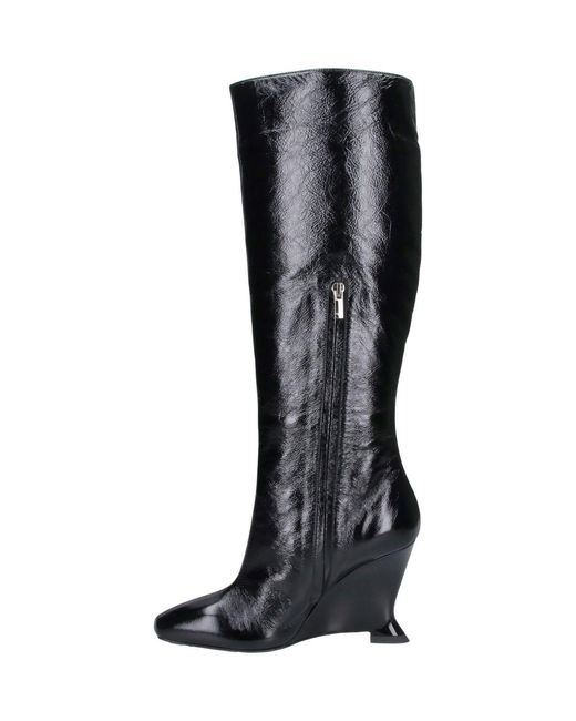 Balmain Black Knee-High Wedge Boots