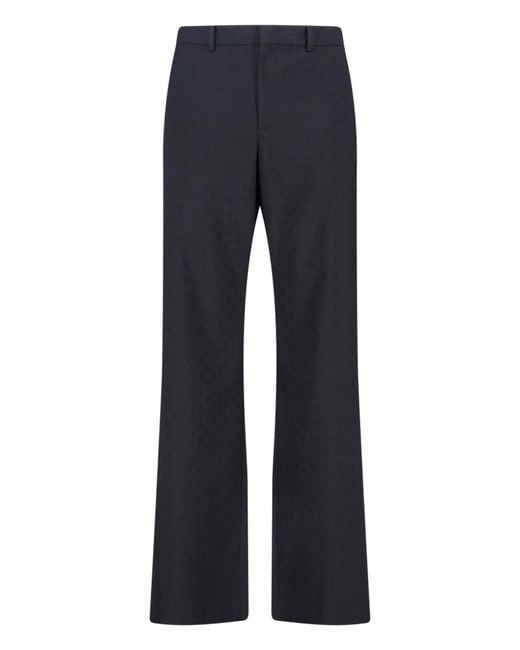 Gucci Blue Wool Pants "Gg" for men
