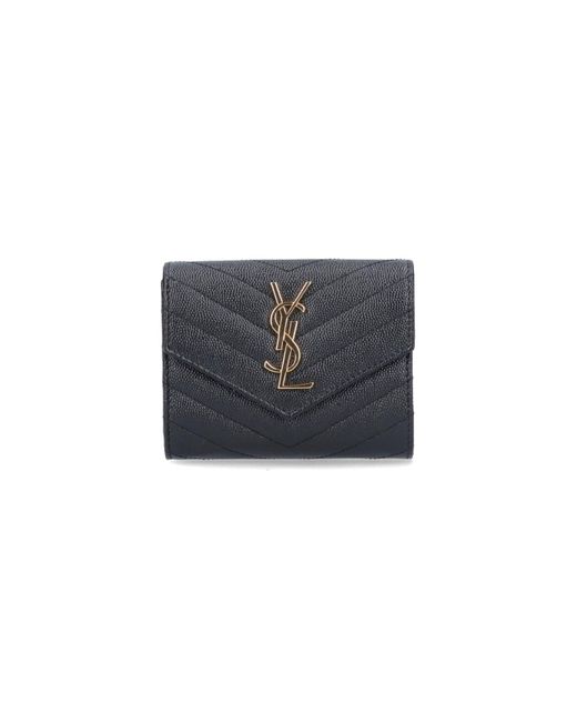 Saint Laurent Gray 'Cassandre' Tri-Fold Wallet