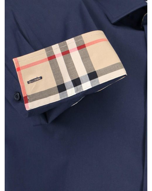 Burberry Blue Check Details Shirt for men