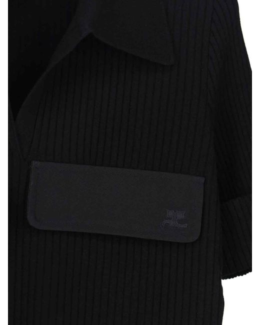 Courreges Black Fitted T-Shirt With Round Neckline