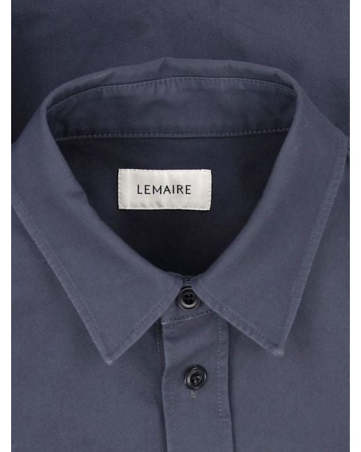 Lemaire Blue Boxy Pleated Casual Shirt for men