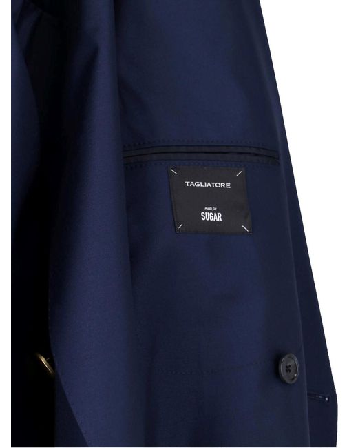 Tagliatore Blue Double-Breasted Wool Blazer for men