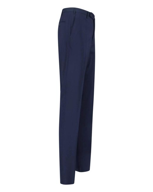 Incotex Blue Virgin Wool Pants for men