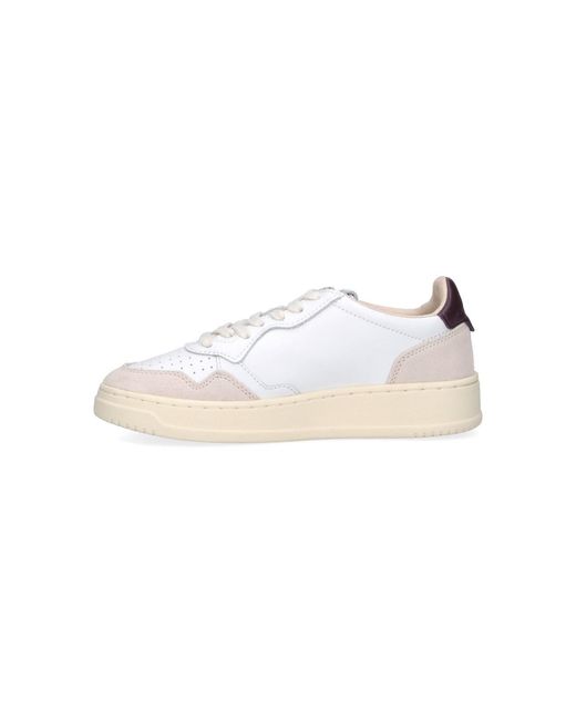 Autry White Low-Top Leather Sneakers With Suede Overlays