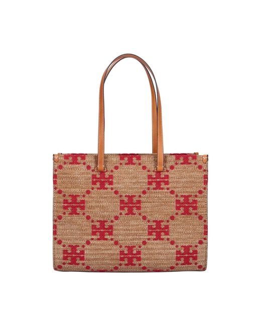 Tory Burch Red Tote Bag T Monogram