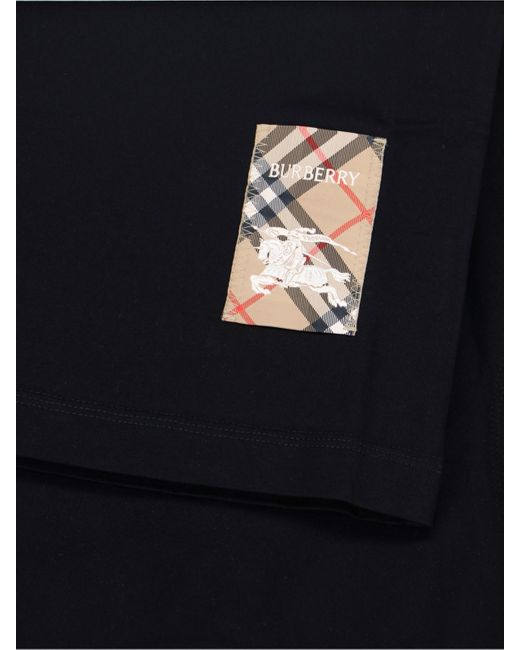 T-Shirt Con Applicazione Logo Sul Fronte di Burberry in Black