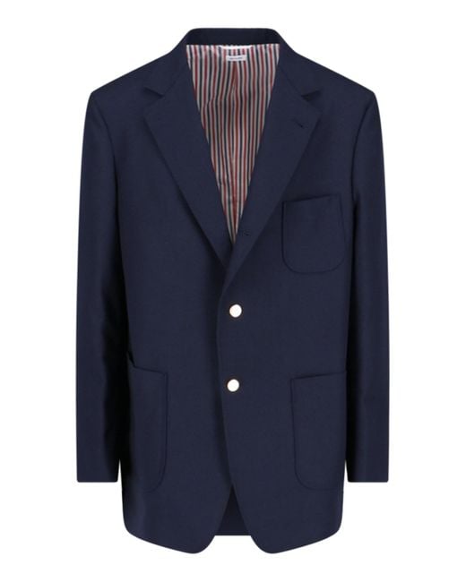 Thom Browne Blue Jackets Self: Virgin Wool for men