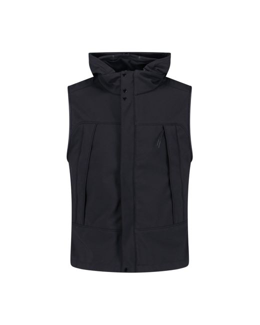 C P Company Blue Sleeveless Jacket With Integrated Goggles And High Collar for men