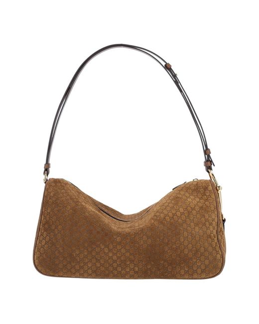 Gucci Brown "Half Horsebit" Large Shoulder Bag