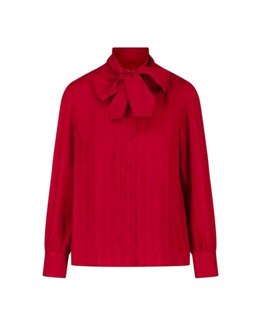 Gucci Red Jacquard Silk Shirt