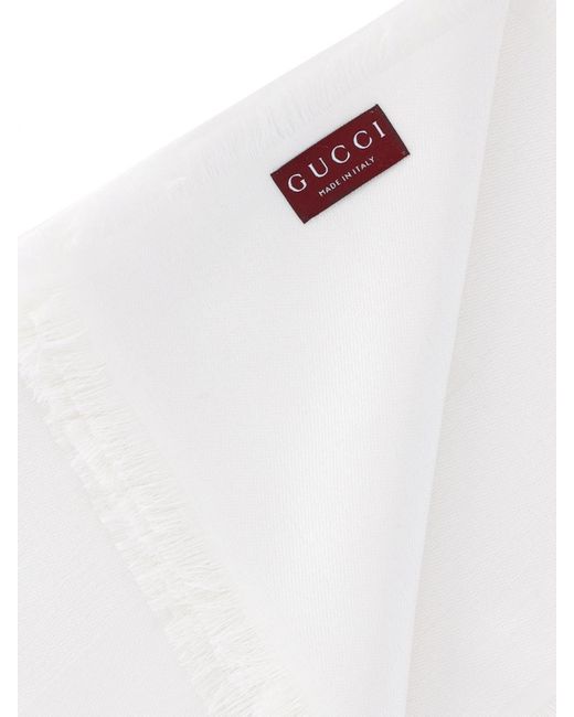 Scialle In Seta E Cotone "Gg" di Gucci in White