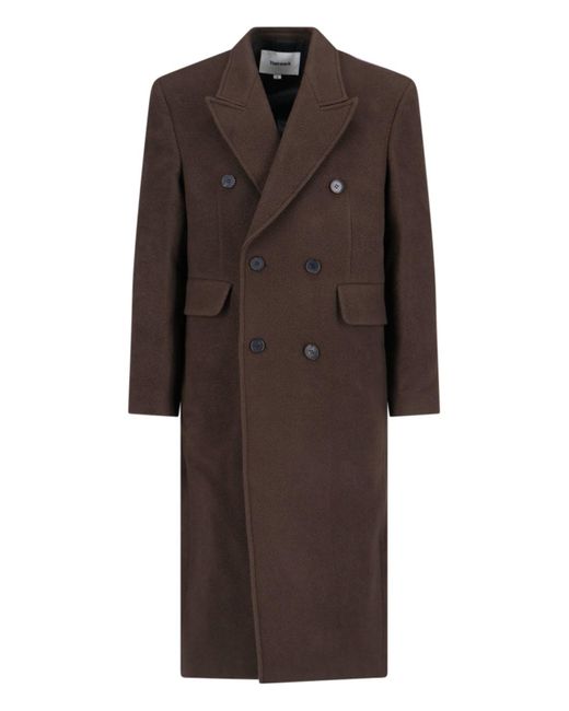 TONYWACK Brown Double-breasted Coat for men