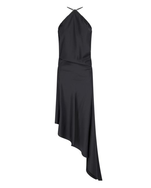 The Attico Black Asymmetrical Midi Dress