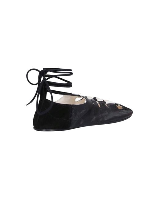 Alaïa Black Sleek Leather Flat Shoes