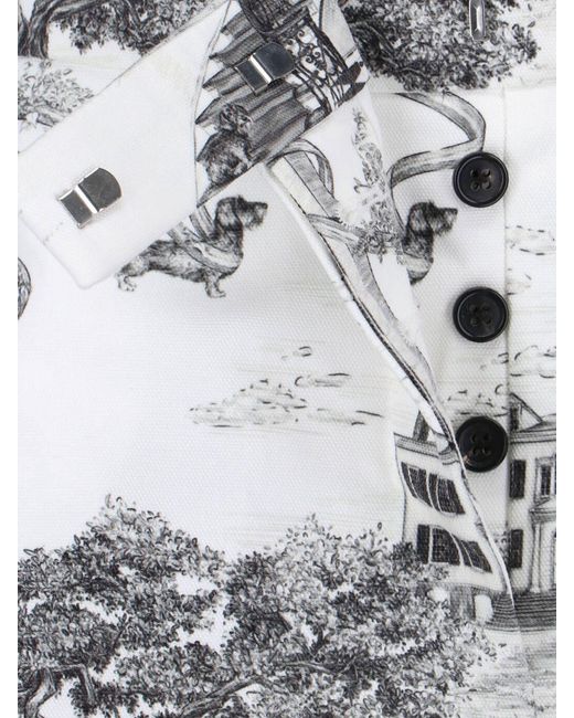 Thom Browne White Hector Toile Print Cotton Shorts