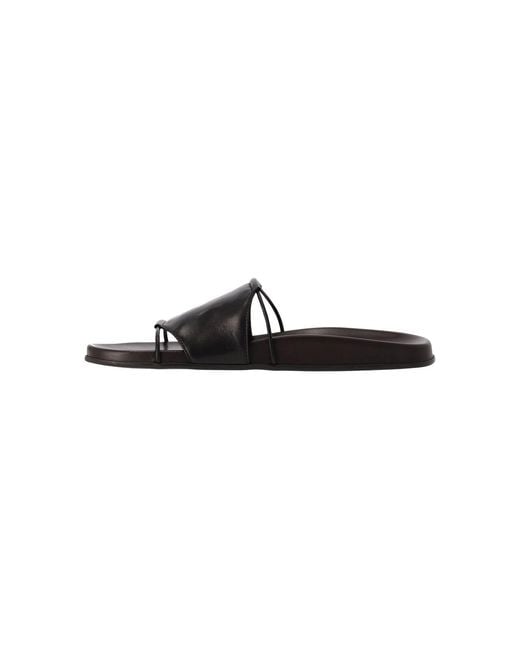 The Row Black Leather Sandals "Vivienne"