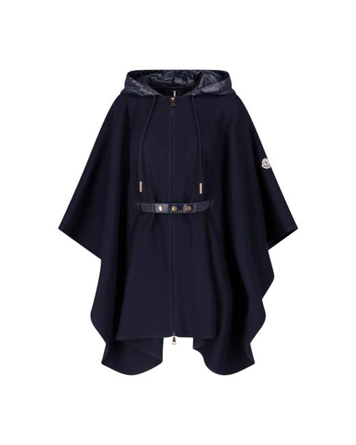 Moncler Blue Wool Blend Cape