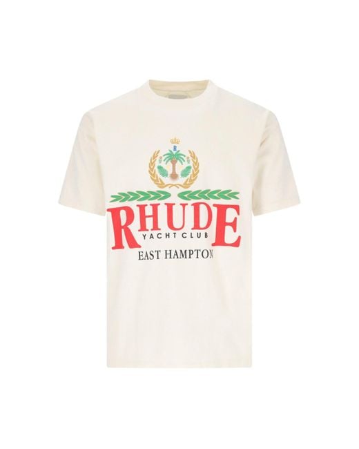 T-Shirt Stampa Logo di Rhude in White da Uomo
