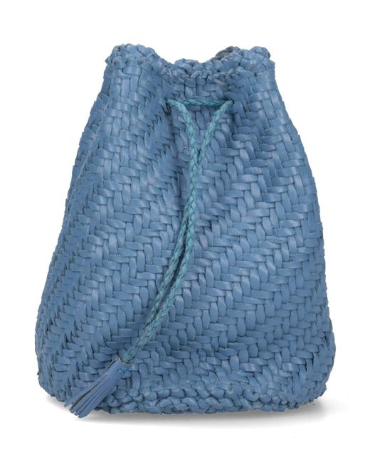 Dragon Blue "pompom" Bucket Bag