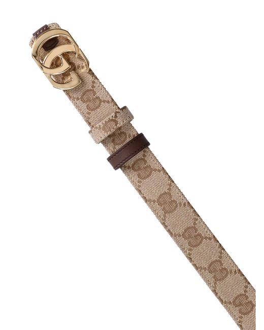 Gucci White Reversible Belt "Cut Gg Marmont"