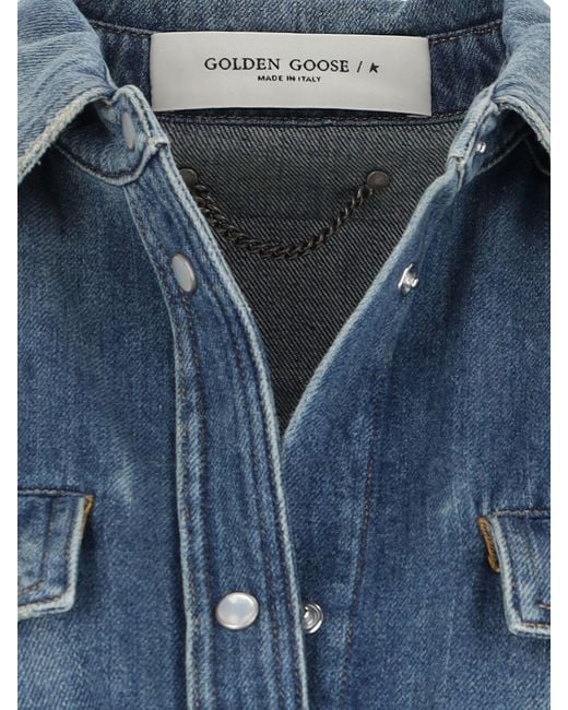 Golden Goose Deluxe Brand Blue Denim Maxi Shirt Dress