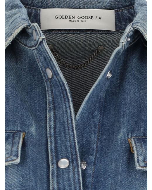 Golden Goose Deluxe Brand Blue Denim Maxi Shirt Dress