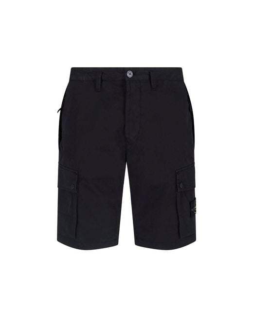 Stone Island Blue Cargo Shorts for men