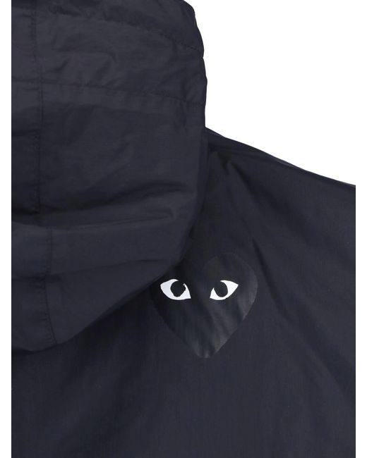COMME DES GARÇONS PLAY Blue Minimalist Hooded Zippered Jacket for men