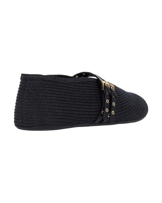 Alaïa Paper Straw Black Ballet Flats