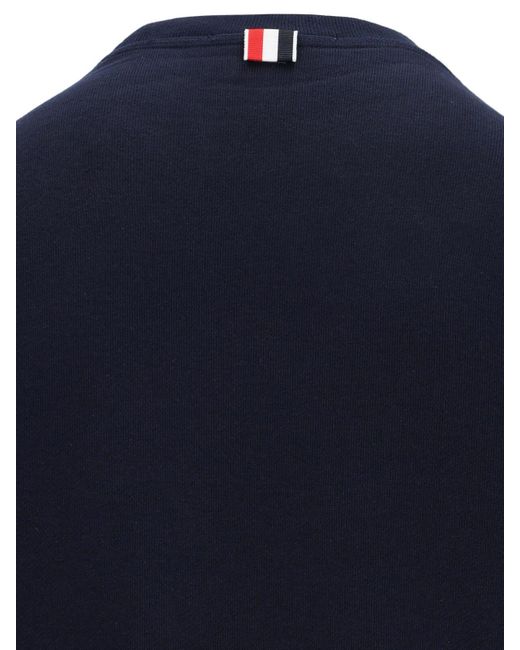 Thom Browne Blue 4-Bar Crew Neck Sweatshirt for men