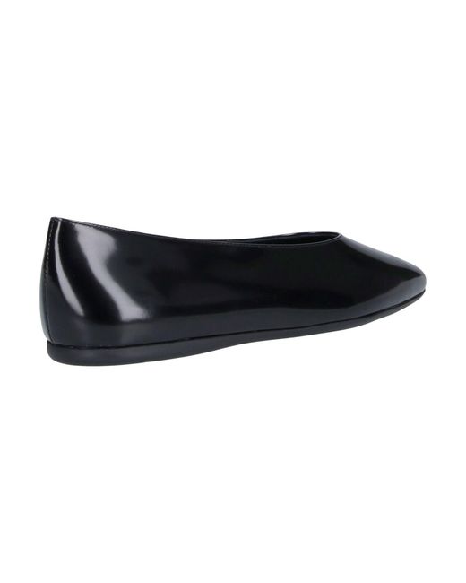 Prada Black Brushed Leather Ballet Flats