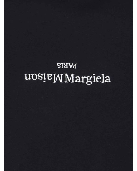 Maison Margiela Black Classic Crew Neck Hooded Sweatshirt With Ribbed Cuffs for men