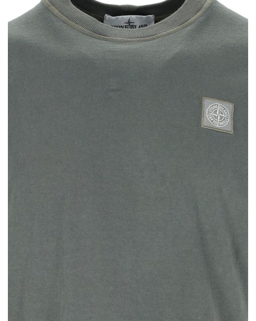 Stone Island Gray Logo T-shirt for men