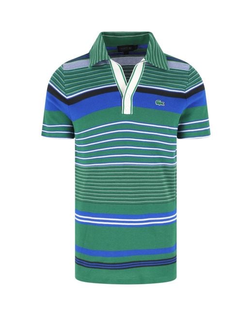 Lacoste Green Piqué Cotton Bold Stripe Polo for men